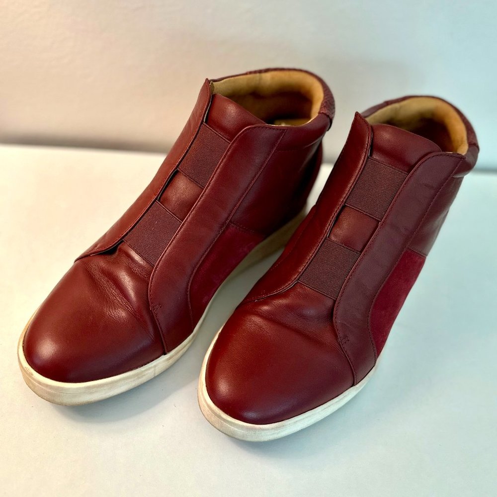 Vionic Women's Wine Red Wedge Sneaker Booties